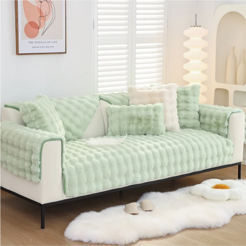 Non-slip Leather Sofa Cover Green