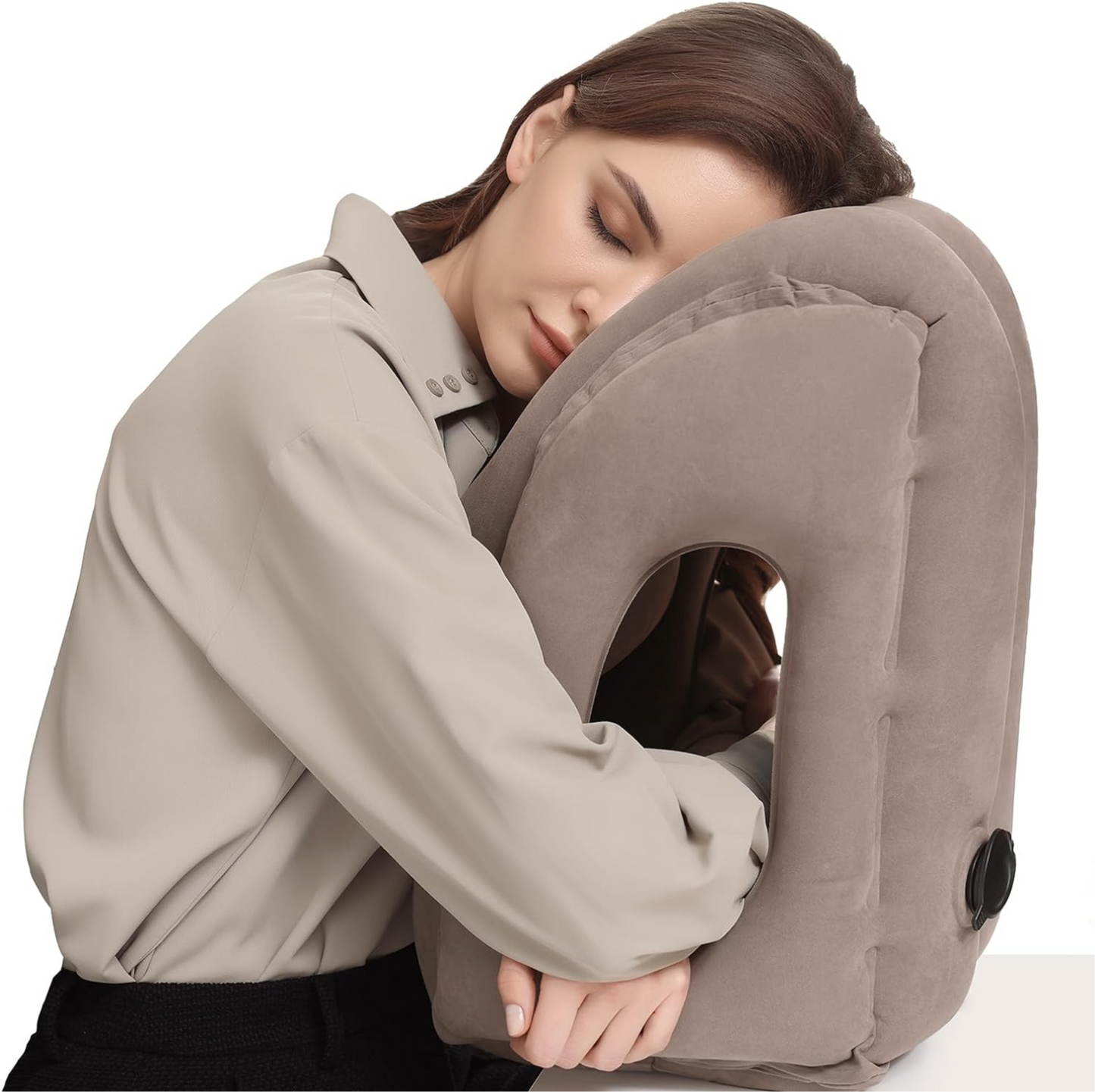 Inflatable Travel Pillow Biege
