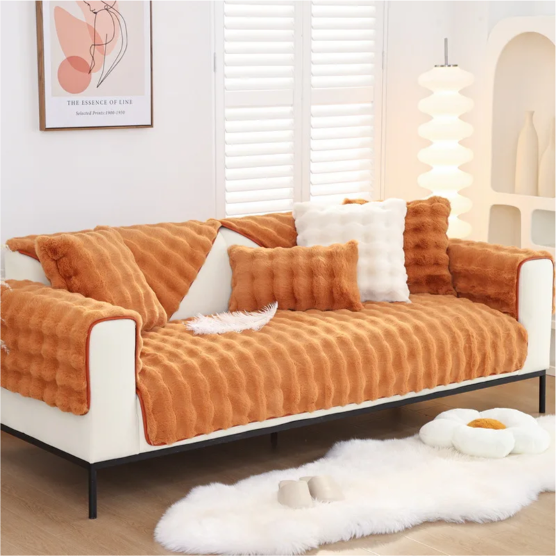 Non-slip Leather Sofa Cover Brown