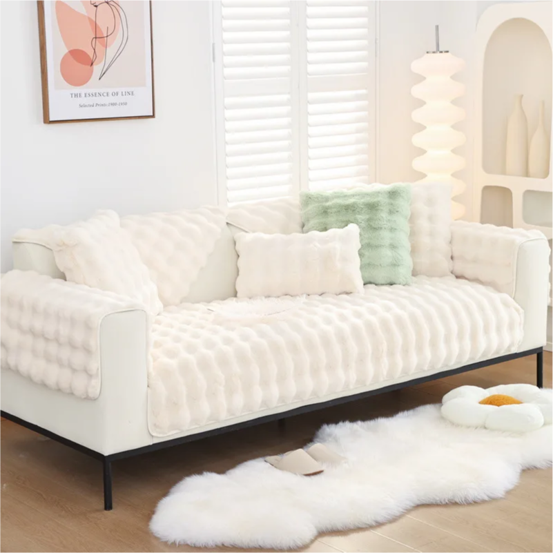 Non-slip Leather Sofa Cover White
