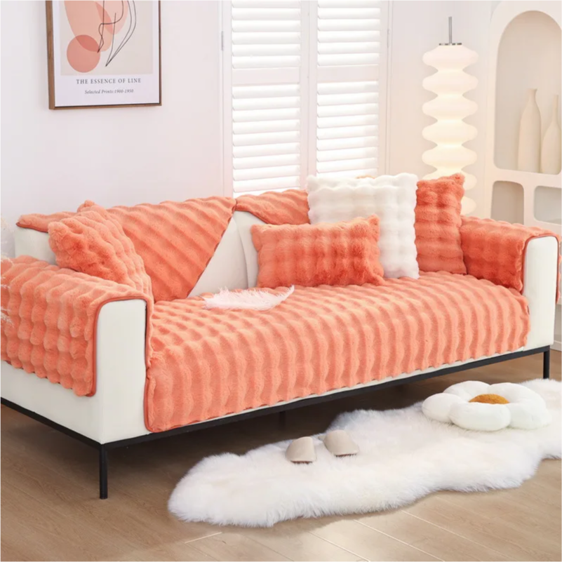 Non-slip Leather Sofa Cover Pink